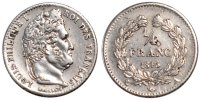 France 1/4 Franc Coin, Louis-Philippe, Paris, Silver -