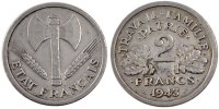 France 2 Francs Coin, Bazor, Beaumont le Roger, Aluminum -