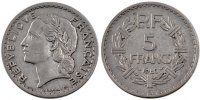 France 5 Francs Coin, Lavrillier, Castelsarrasin, Aluminum -