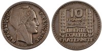 France 10 Francs Coin, Turin, Copper-nickel, Gadoury:810a -
