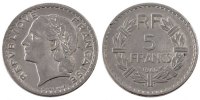France 5 Francs Coin, Lavrillier, Castelsarrasin, Aluminum -