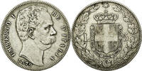 Italy 5 Lire Coin, Umberto I, Rome, Silver, KM:20 -