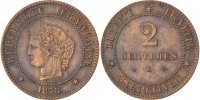 France 2 Centimes Coin, Cérès, Bordeaux, Bronze, KM:827.2 -