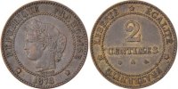 France 2 Centimes Coin, Cérès, Paris, Bronze, Gadoury:105 -