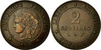 France 2 Centimes Coin, Cérès, Paris, Bronze, Gadoury:105 -