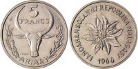 Madagascar 5 Francs Coin, Paris, Stainless Steel -