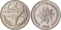 Madagascar 2 Francs Coin, Paris, Stainless Steel -