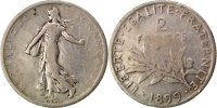 France 2 Francs Coin, Semeuse, Silver, Gadoury:532 -