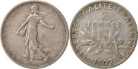 France 2 Francs Coin, Semeuse, Silver, Gadoury:532 -