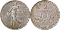 France 2 Francs Coin, Semeuse, Silver, Gadoury:532 -