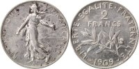 France 2 Francs Coin, Semeuse, Silver, Gadoury:532 -