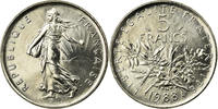France 5 Francs Coin, Semeuse, Paris, Nickel Clad Copper-Nickel -
