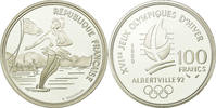 France 100 Francs Coin, Patinage, BE, Silver, KM:972 -