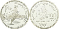 France 100 Francs Coin, Ice Skating Couple, Silver, KM:972 -