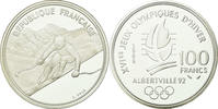 France 100 Francs Coin, Alpine skiing, BE, Silver, KM:971 -