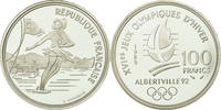 France 100 Francs Coin, Patinage, BE, Silver, KM:972 -