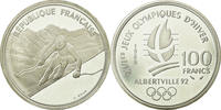 France 100 Francs Coin, Alpine skiing, BE, Silver, KM:971 -