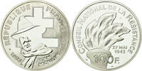 France 100 Francs Coin, Jean Moulin, BE, Silver, KM:1023 -