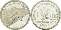 France 100 Francs Coin, Alpine skiing, BE, Silver, KM:971 -