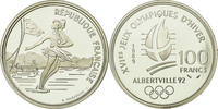 France 100 Francs Coin, Patinage, BE, Silver, KM:972 -