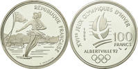 France 100 Francs Coin, Patinage, BE, Silver, KM:972 -