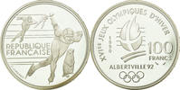 France 100 Francs Coin, Patinage de vitesse, BE, Silver -