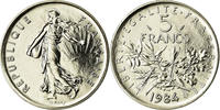 France 5 Francs Coin, Semeuse, Paris, Nickel Clad -