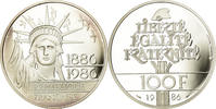 France 100 Francs Coin, Statue de la Liberté, BE, Silver -