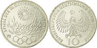Federal Republic of Germany 10 Mark 1972 F Coin, GERMANY - FEDERAL REPUBLIC, Stuttgart, Silver EF(40-45)