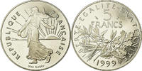 France 5 Francs Coin, Semeuse, Paris, BE, Nickel Clad -