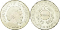 Seychelles 25 Rupees Coin, British Royal Mint, Proof, Silver -