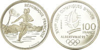 France 100 Francs Coin, Ice Skating Couple, BE, Silver -