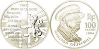 France 100 Francs Coin, Churchill, BE, Silver, KM:1037 -