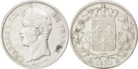 France 5 Francs Coin, Charles X, Rouen, Silver, KM:728.2 -