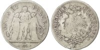 France 5 Francs Coin, Union et Force, Bordeaux, Silver -