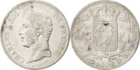 France 5 Francs Coin, Charles X, Lyon, Silver, KM:728.4 -