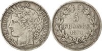 France 5 Francs Coin, Cérès, Bordeaux, Silver, KM:818.2 -