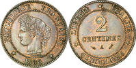 France 2 Centimes Coin, Cérès, Paris, Bronze, KM:827.1 -