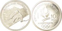 France 100 Francs Coin, Alpine skiing, BE, Silver, KM:971 -