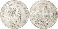 Italy 5 Lire Coin, Vittorio Emanuele II, Rome, Silver, KM:8.4 -