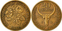 Madagascar 20 Francs, 4 Ariary Coin, Paris, Aluminum-Bronze -
