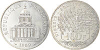 France 100 Francs Coin, Panthéon, Paris, Silver, KM:951.1 -