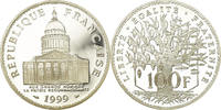 France 100 Francs Coin, Panthéon, Paris, Proof, Silver -