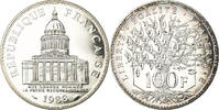 France 100 Francs Coin, Panthéon, Paris, Silver, KM:951.1 -