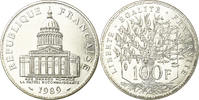 France 100 Francs Coin, Panthéon, Paris, Silver, KM:951.1 -