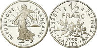 France 1/2 Franc Coin, Semeuse, Paris, Proof, Nickel -