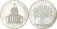 France 100 Francs Coin, Panthéon, Paris, Silver, KM:951.1 -