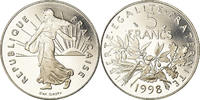 France 5 Francs Coin, Semeuse, Paris, Proof, Nickel Clad -