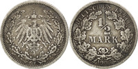 GERMANY - EMPIRE 1/2 Mark Coin, Stuttgart, Silver, KM:17 -