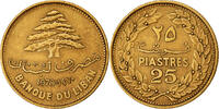 Lebanon 25 Piastres Coin, Nickel-brass, KM:27.1 -